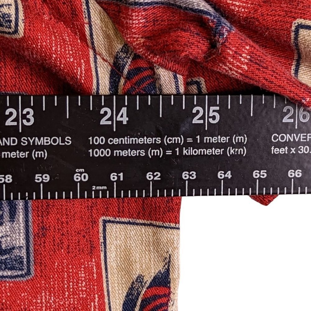Natural Issue Button Up SHIRT Red Blue Sail Boat Print Mens size XL Cotton - Picture 7 of 11